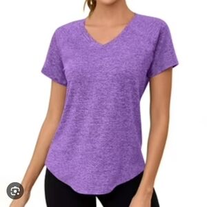 Vibrant Purple V-Neck Short Sleeve Tee